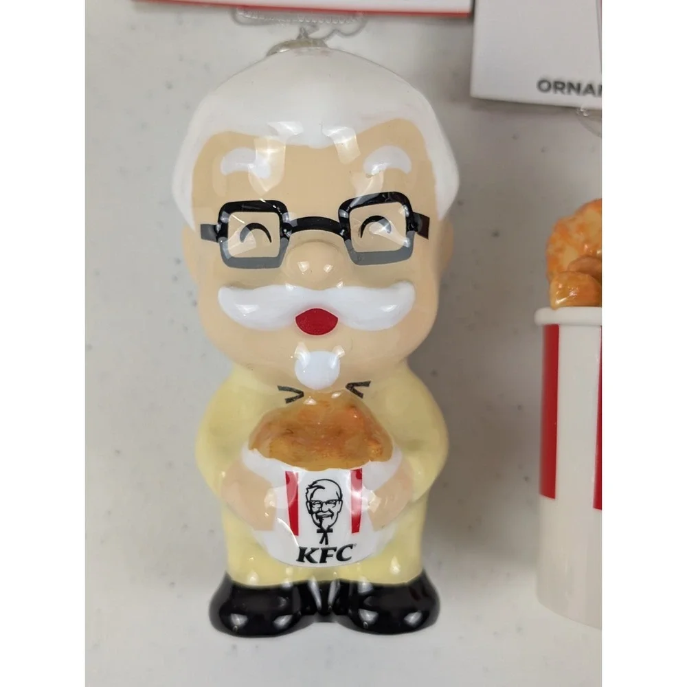 Ruz KFC Bucket of Chicken & Colonel Sanders Christmas Ornaments 4